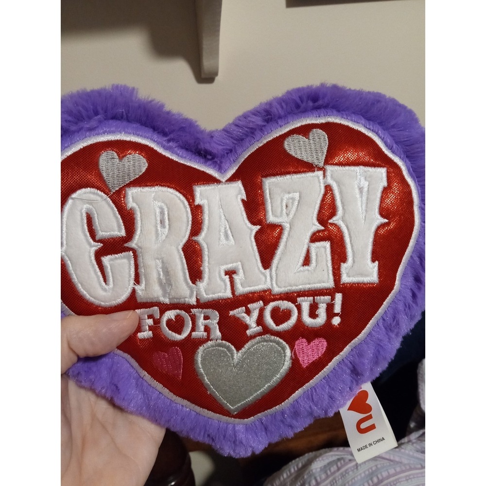 Kipp Brothers Purple Faux Fur Heart Plush Pillow Crazy For You Red Metallic 2018